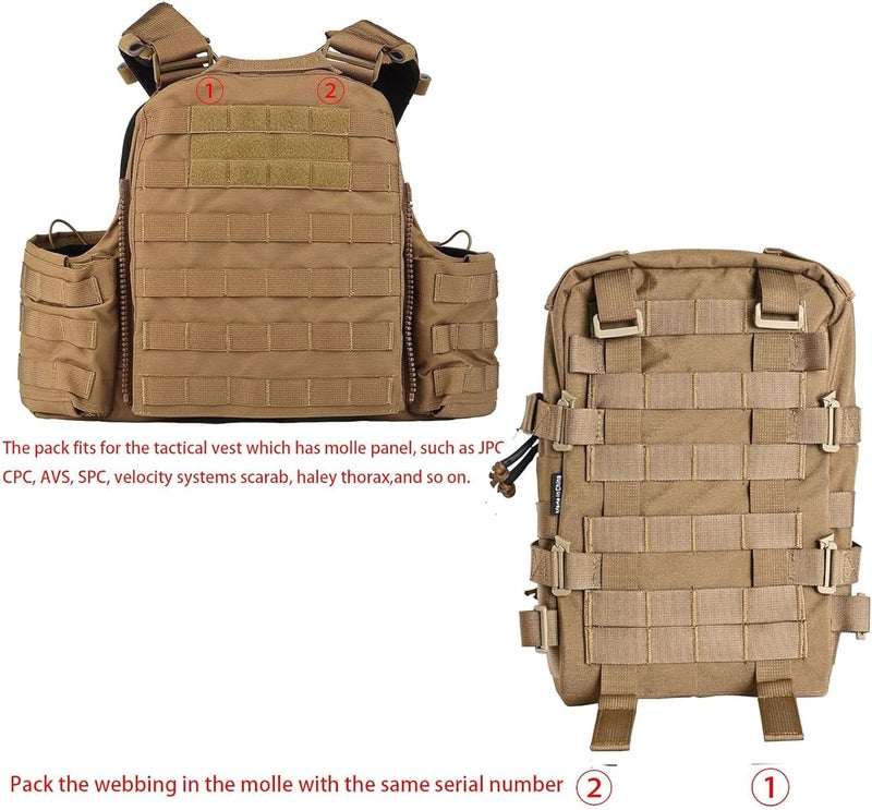 tactifans Tactical Mini Molle Hydration Pack,Molle Hydration Carrier with IFAK Pouch&US Flag&Med Patch,Hydropack for 2L Water Bladder - Image 4